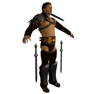 Low poly Light Gladiator - Brown Tattered Armor