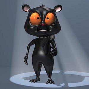 3d model black lemur character toon