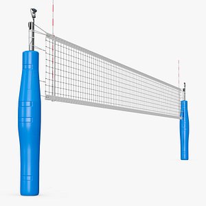 Regulation Volleyball Net with Dual Support Poles Blue 3D model