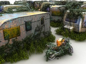 3D model apocalyptic camper wreck pack