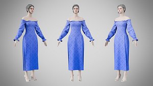 Dress 13 Very Light Blue With Design 3D model