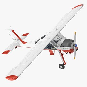 Utility Airplane PZL 104 Wilga White Rigged 3D