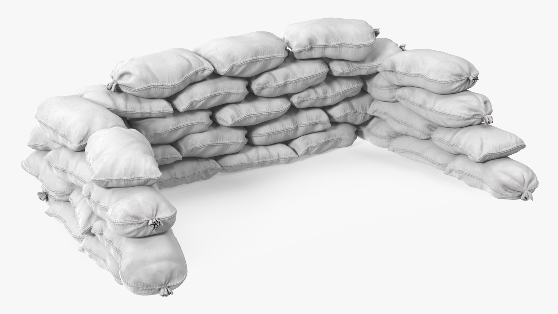 White Sandbag Barricade 3D model preview