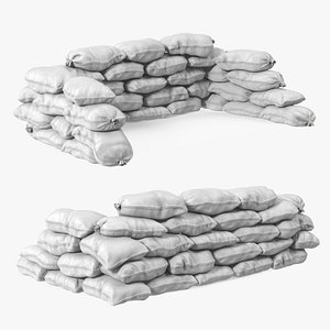 White Sandbag Barricade 3D model