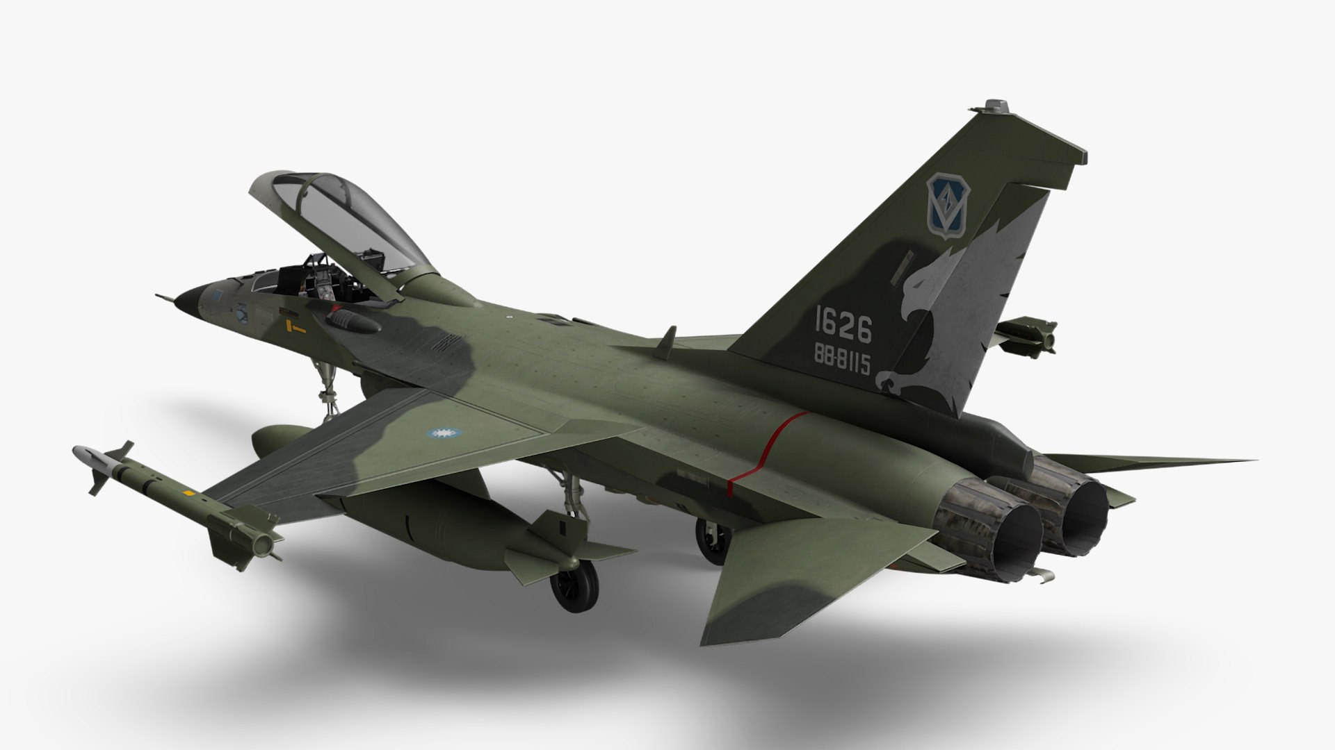 AIDC F-CK-1 Ching-Kuo Fighter Jet Green Rigged 3D model preview