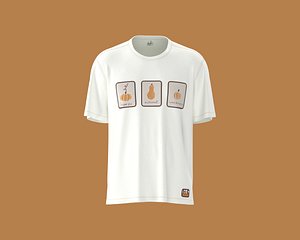 Mens basic T-shirt with patch print with organic inspired graphic model