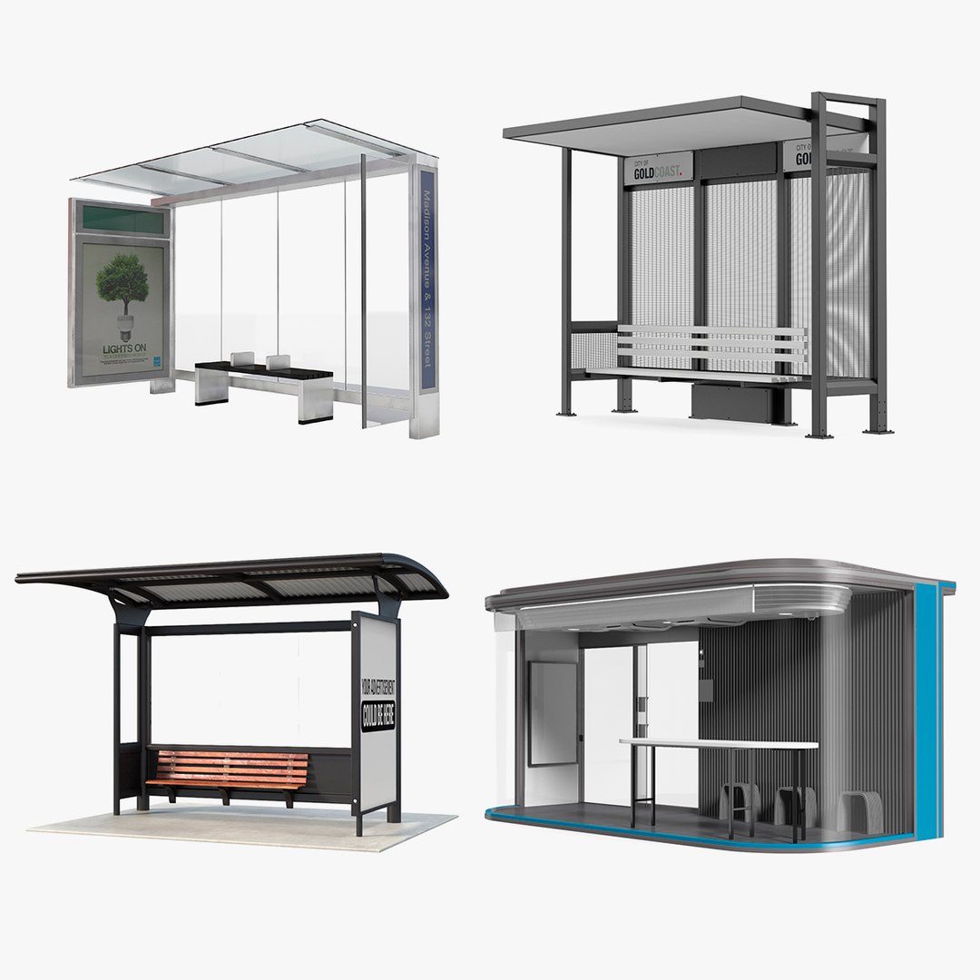 Bus Stops Collection 3 3D model preview