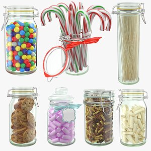 Full Glass Jars Collection 3D