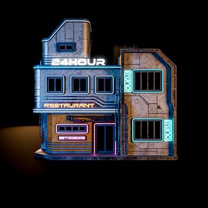 SCIFI CYBERPUNK FUTURISTIC NEON BUILDING 05 3D