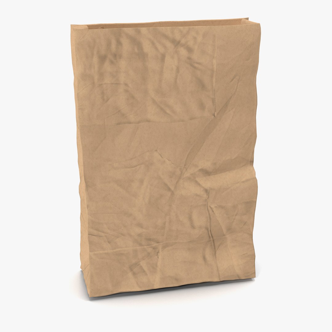 Crumpled Fast Food Paper Bag 3D Model 3D model preview