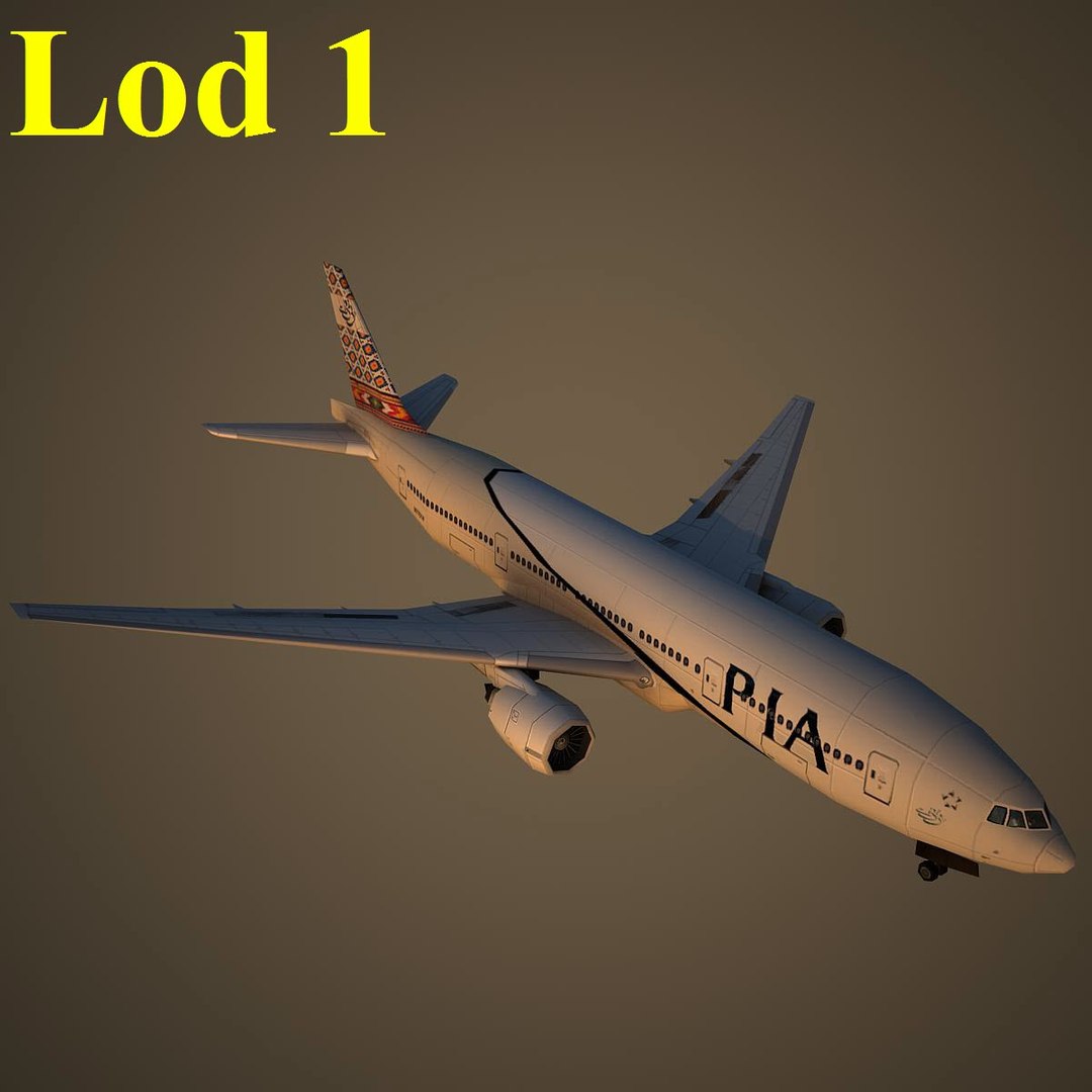 Boeing 777-200 Pia 3d Model