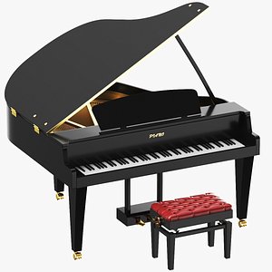 Detailed Grand Piano 3D model