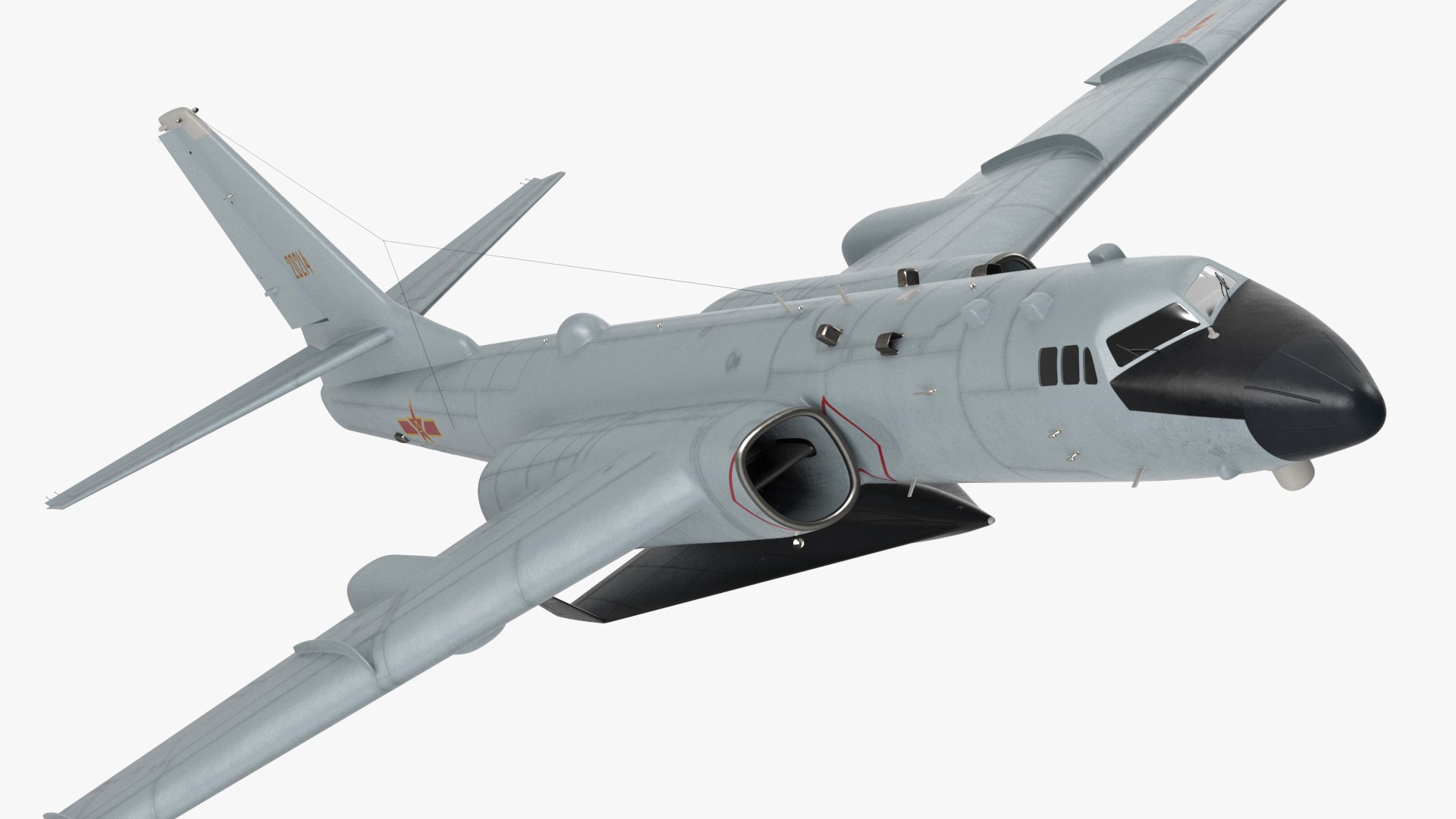 Xian H-6 China Strategic Bomber with Reconnaissance Drone Rigged 3D model for industrial visualization, technical presentation, simulation, product rendering, and animation
