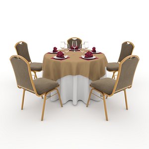 3D Banquet Table and Chair 12