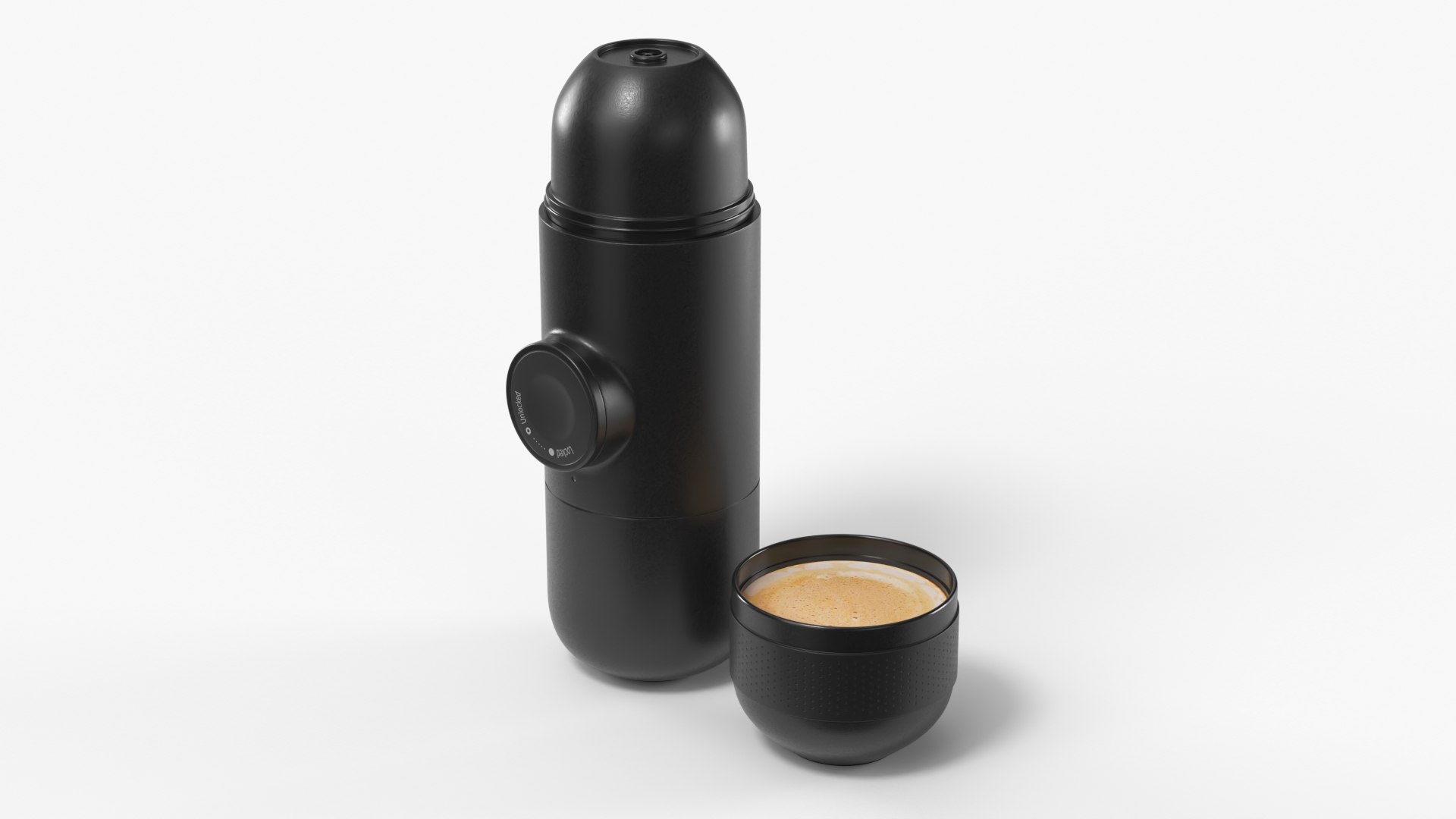 Compact Travel Coffee Machine With Shot Black 3D model preview