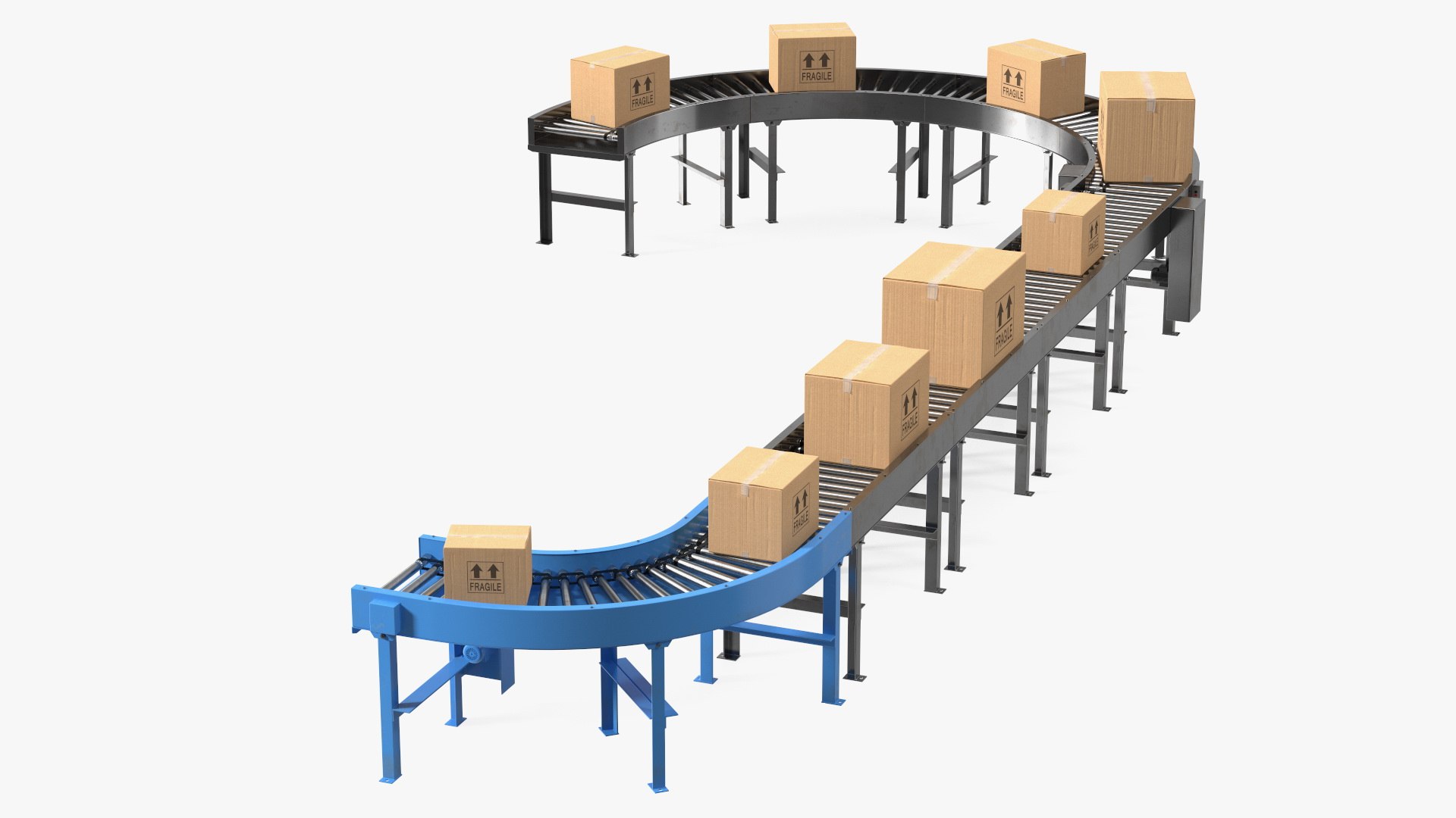Conveyor Line With Boxes 3D model preview
