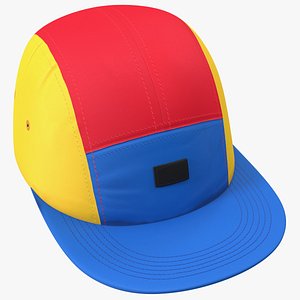 3D Flat Brim 5 Panel Hat Multicolored model