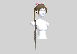 Ponytail Bangs Hairstyle 3D model