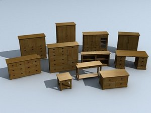 furniture dresser wardrobe coffee table 3d model