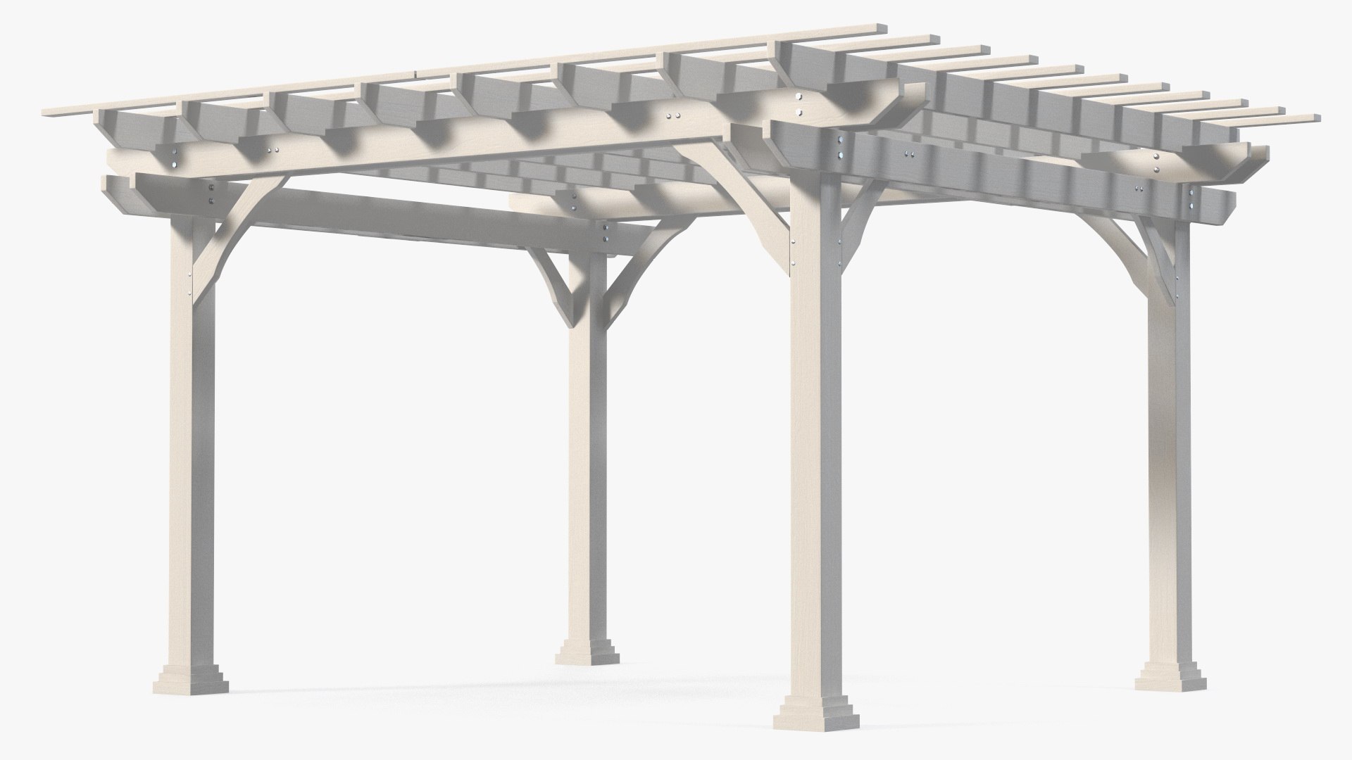 White Painted Wooden Pergola 3D model preview
