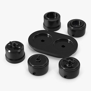 3D Retro Electrical Set Ceramic Black model