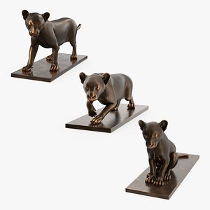 3D model Bronze Lion Cub Sculptures Collection