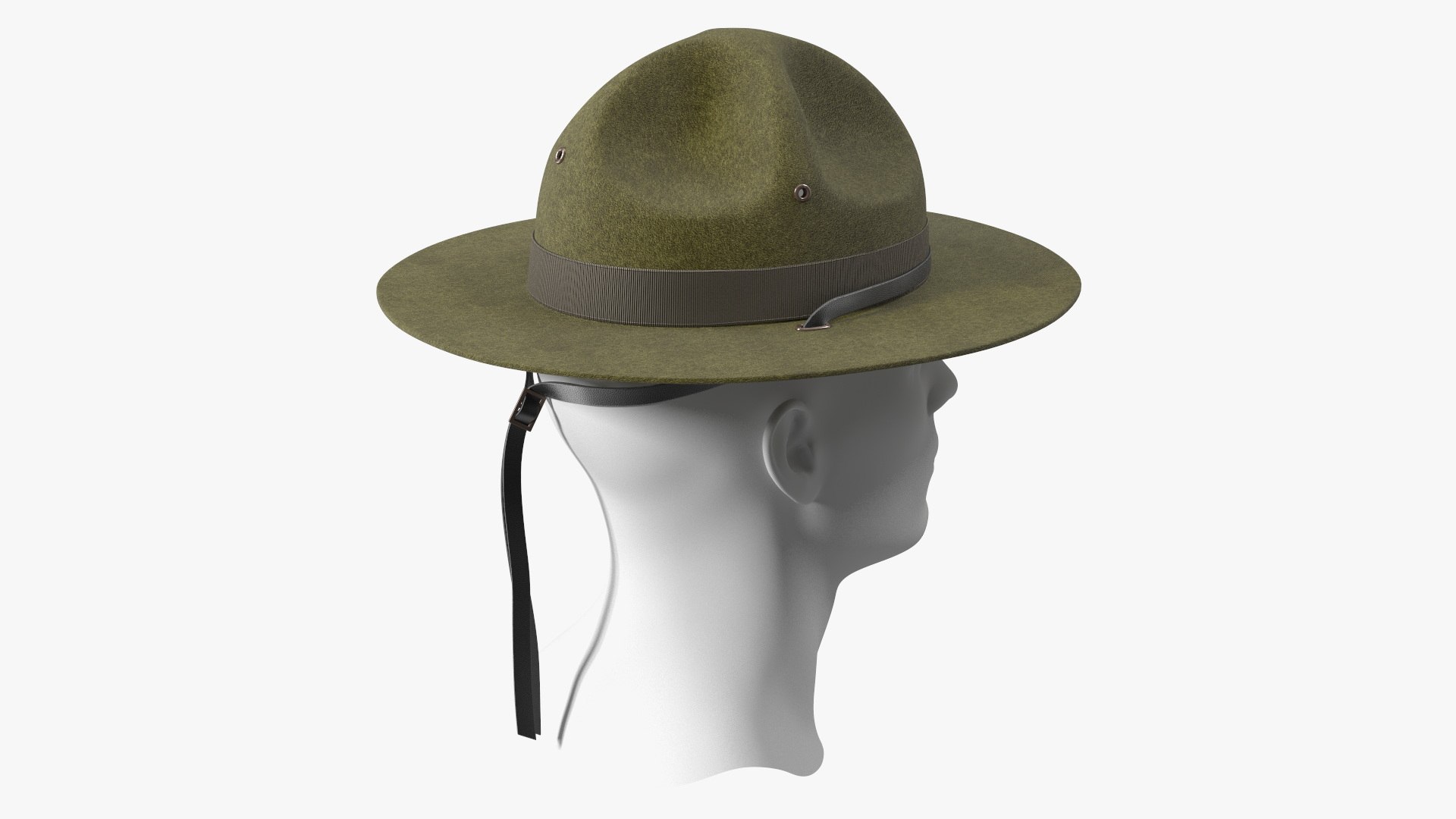 Military Sergeant Cap Green on Mannequin 3D model for industrial visualization, technical presentation, simulation, product rendering, and animation