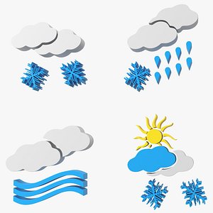 Meteorology Symbols with Snow and Wind Set