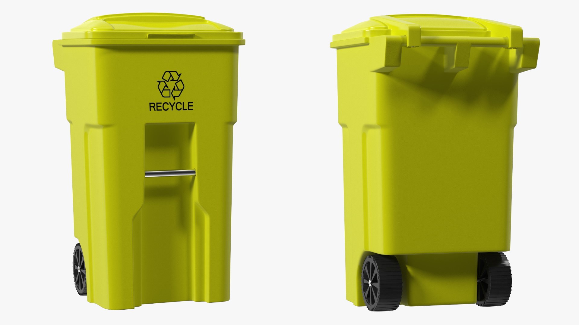 Yellow Recycle Bin With Wheels 3D Model - TurboSquid 2139388