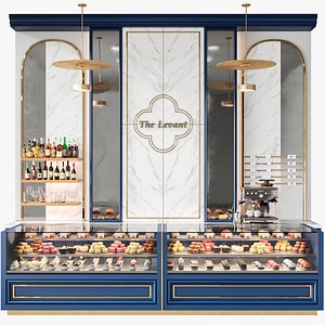 Design project of a confectionery showcase with desserts and pastries 3D model