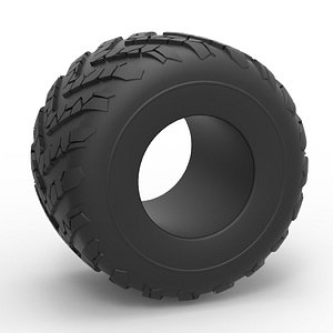 3D model Diecast Monster Jam tire 12 Scale 1 to 25