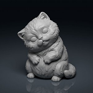 Stylized Cute Kitten cat 3D Print Model