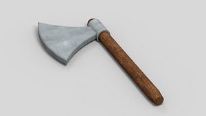 One Sided Medieval Battle Axe Low Poly
