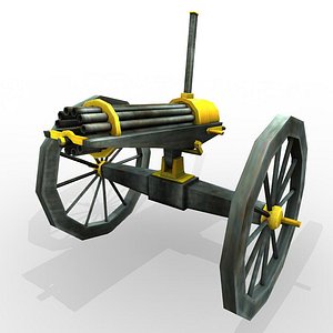 civil war gatling gun 3d model