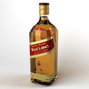 3dsmax johnnie walker red label bottle
