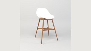 3D Bar stool with wooden foot and footrest