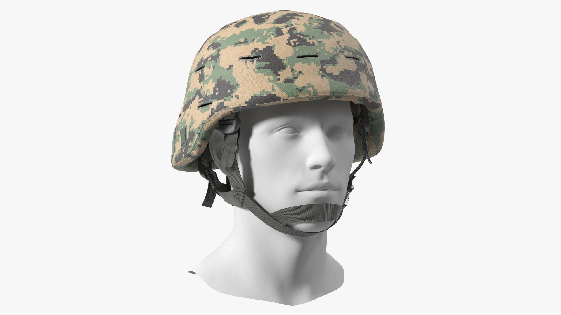Ballistic Helmet Green Camo 3D model preview