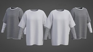 Punk Oversized Stripes Shirt - Harajuku Long Sleeves T-shirt different Textures
