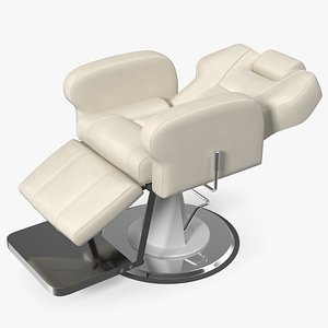 Barber Chair Reclining Unfolded White