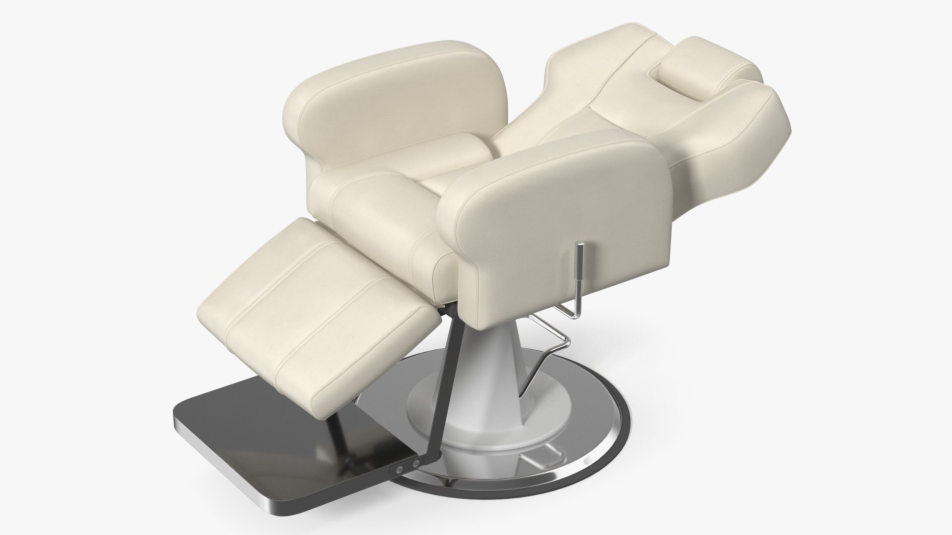 Barber Chair Reclining Unfolded White 3D model preview