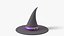 Sombrero de bruja torcido con banda morada y hebilla dorada - Accesorio de Halloween