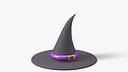 Crooked Witch Hat with Purple Band and Gold Buckle - Halloween Prop