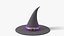 Sombrero de bruja torcido con banda morada y hebilla dorada - Accesorio de Halloween