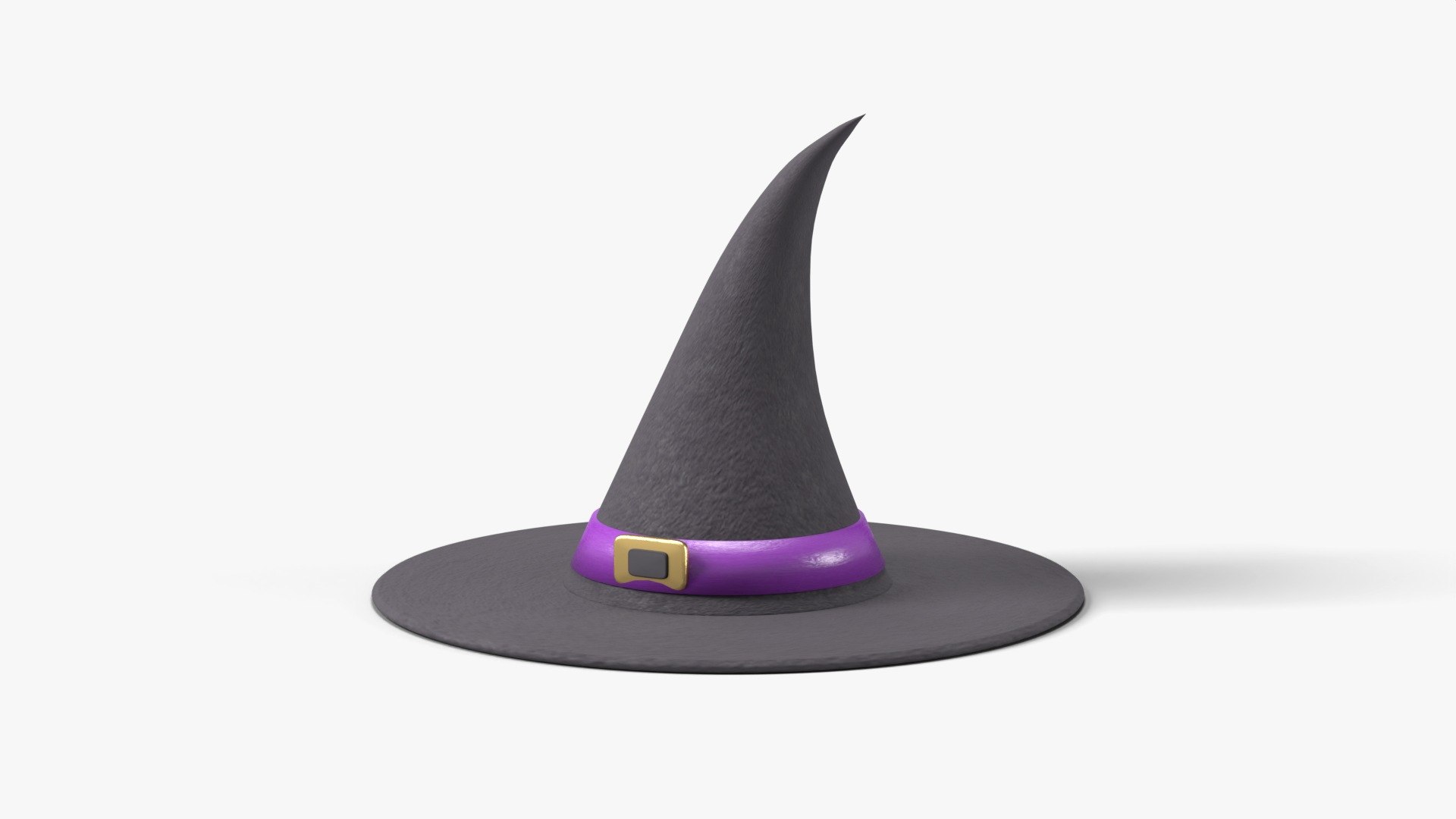 Crooked Witch Hat with Purple Band and Gold Buckle - Halloween Prop 3D model https://p.turbosquid.com/ts-thumb/82/yAeZ4p/mo/shot2/jpg/1792284809/1920x1080/fit_q87/644d1d5a9f9ca9bdf47ce349983c6626eb1e2e2f/shot2.jpg