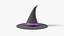 Sombrero de bruja torcido con banda morada y hebilla dorada - Accesorio de Halloween