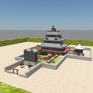 japanese castle interior 3d model