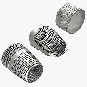 Quilting Thimbles Silver Set 3D model