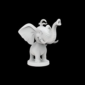 3D Cartoon Elephant Figurine 3D Print Model
