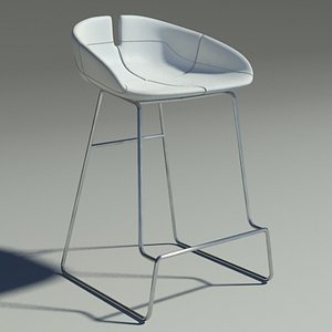 3d fjord bar stool white model
