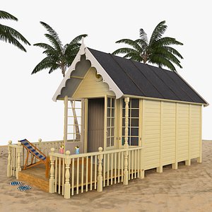 3D Beach Hut with Patio Zone